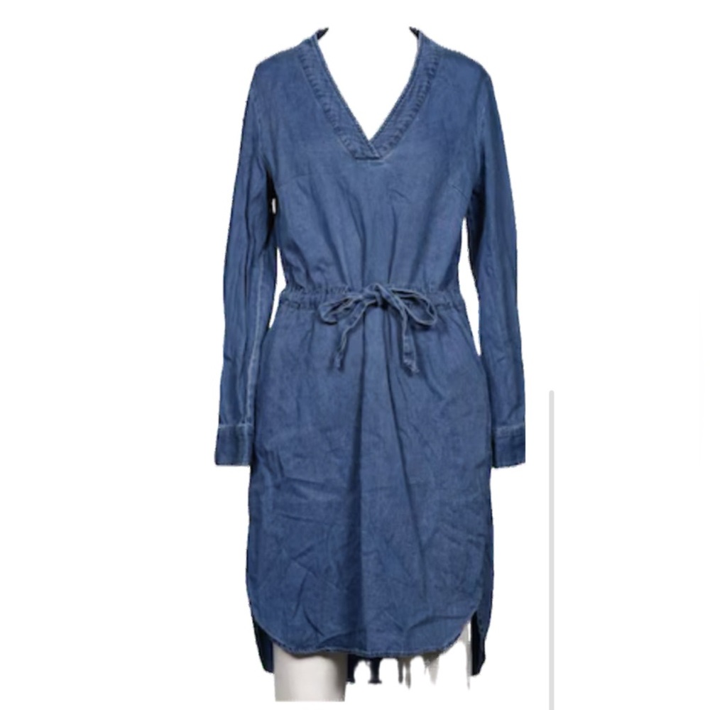 Part Two Maris So Soft Blue Denim Long sleeve Dress with pockets .